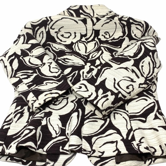 Talbots 3/4 Sleeve Cropped Jacket 6 P Linen Blend Textured Cream Floral Print - Picture 14 of 15